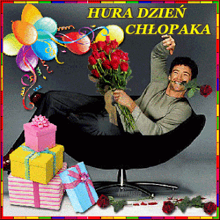 Chłopak z różami cieszy się ze swojego święta